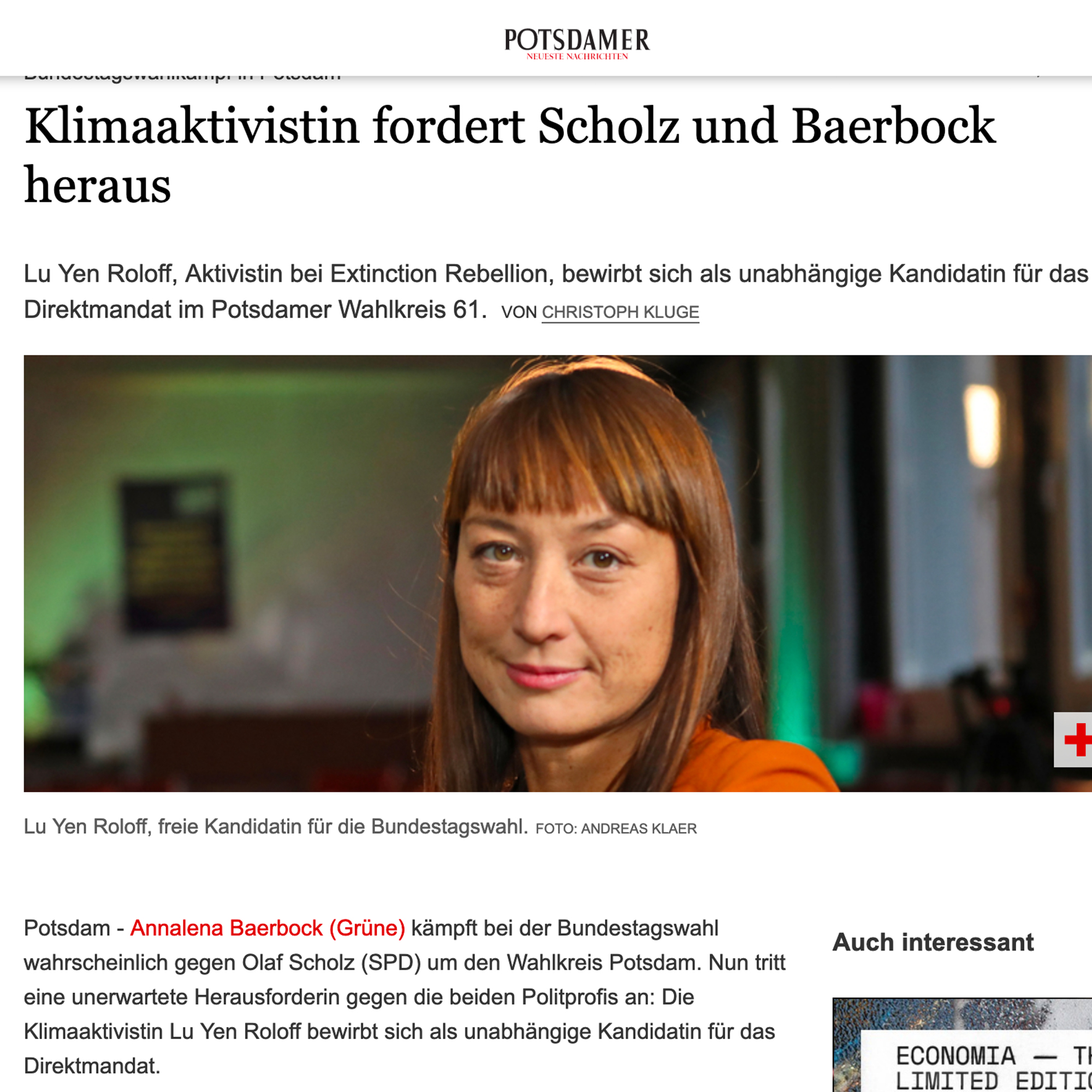 Zeitungsartikel Potsdamer Neueste Nachrichten